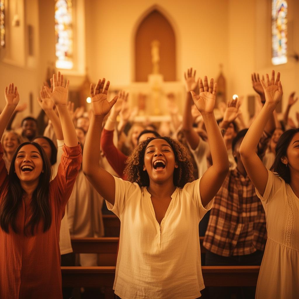 Worshippers in praise